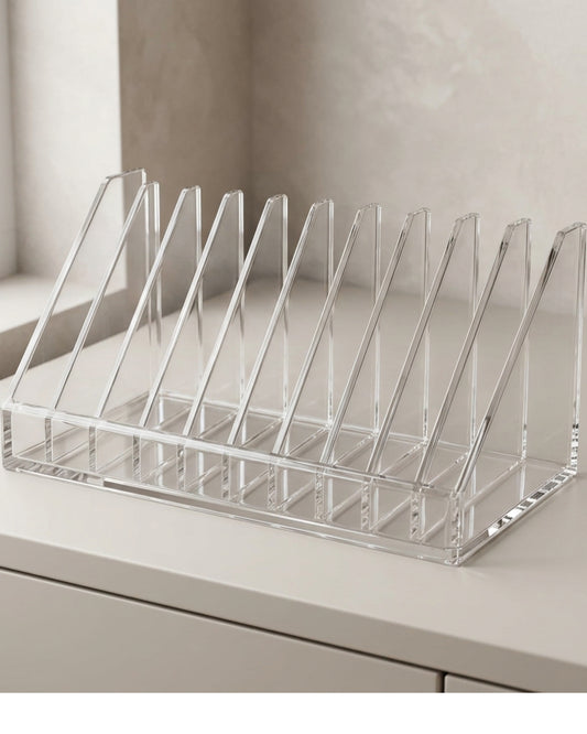 Comfoa Clear Acrylic Vertical Makeup Palette Organizer 10 Slots - Lifestyle view