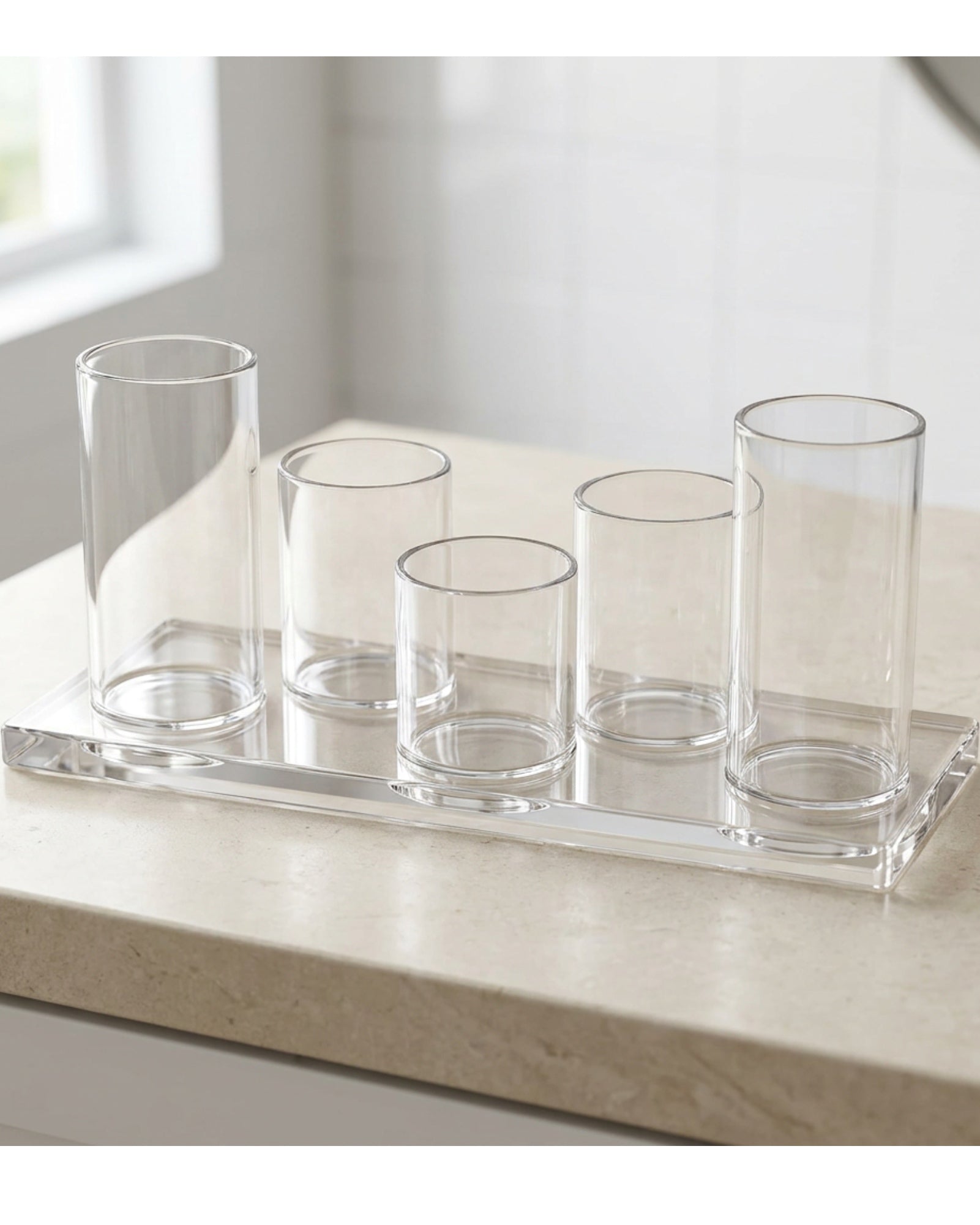 Comfoa Clear Acrylic Removable Brush Cup Organizer Set of 5 - Lifestyle view