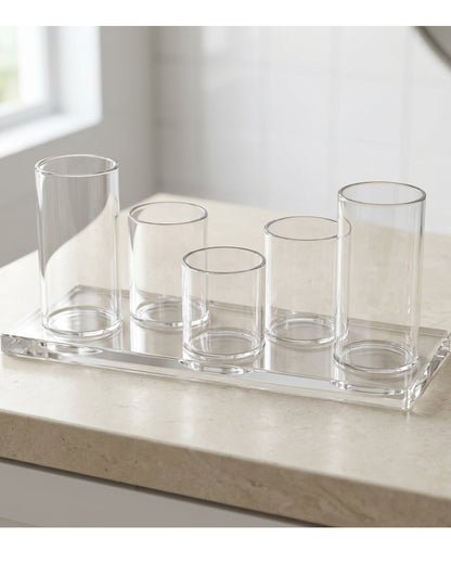 Comfoa Clear Acrylic Removable Brush Cup Organizer Set of 5 - Lifestyle view