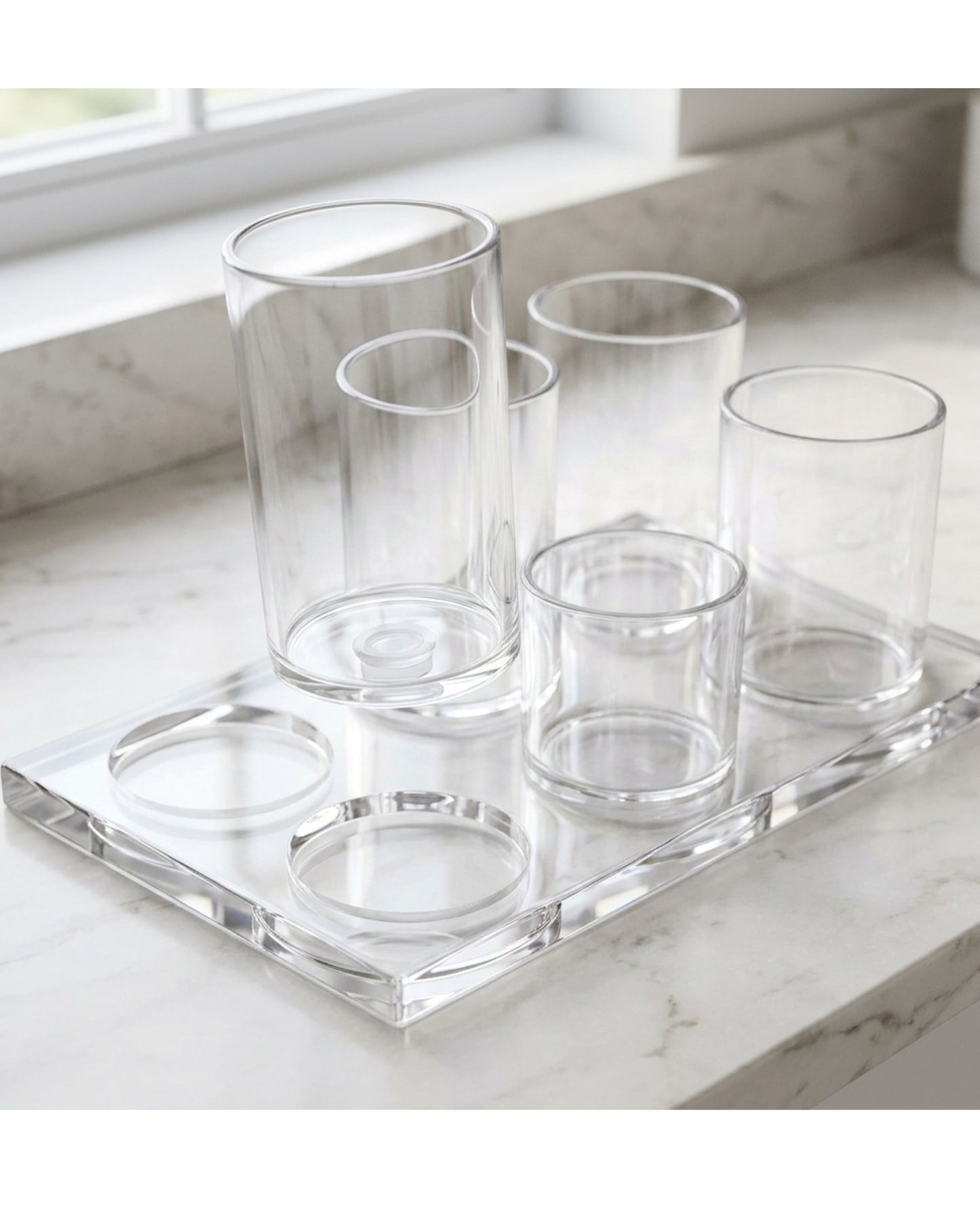 Comfoa Clear Acrylic Removable Brush Cup Organizer Set of 5 - Detail view