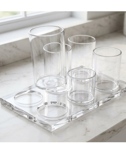 Comfoa Clear Acrylic Removable Brush Cup Organizer Set of 5 - Detail view