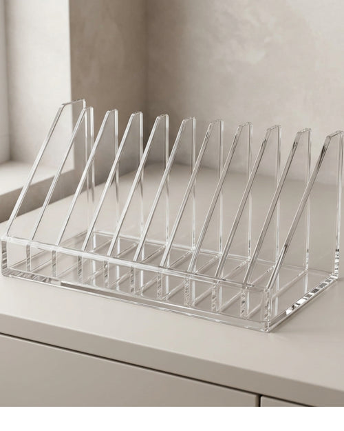 Comfoa Clear Acrylic Vertical Makeup Palette Organizer 10 Slots - Lifestyle view